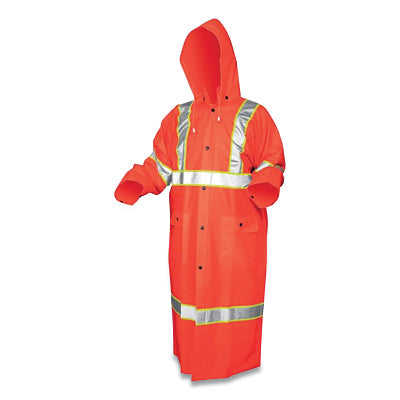 MCR Safety 201CL3X3 201CL3 Luminator Hi Vis Raincoat  0.35 mm  PVC/Poly  Fluorescent Orange  3X-Large