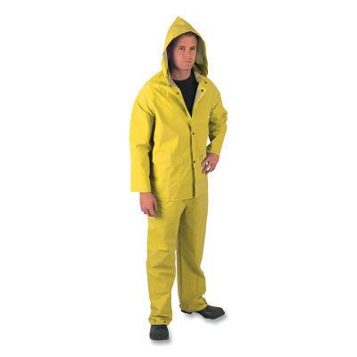 MCR Safety 2403S 2404 Classic Plus Series 3-Piece Rain Suit  0.35 mm  PVC/Poly  Yellow  Small