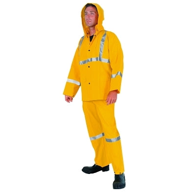 MCR Safety 2403RXL Three-Piece Rain Suit  Jacket/Hood/Overalls  0.35 mm PVC/Poly  Yellow  X-Large