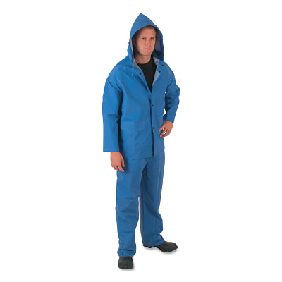 MCR Safety 2433M 2433 Classic Plus Series 3-Piece Rain Suit  0.35 mm  PVC/Poly  Blue  Medium