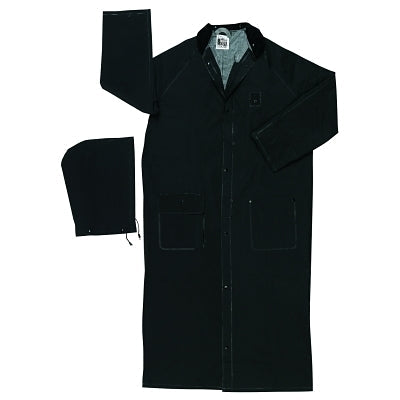 MCR Safety 267CX5 Classic Plus Rider Rain Coat  0.35 mm PVC/Polyester  Black  60 in 5X-Large