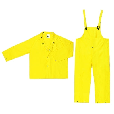 MCR Safety 3003S Three-Piece Rain Suit  Jacket/Hood/Pants  0.28 mm PVC/Nylon  Yellow  Small