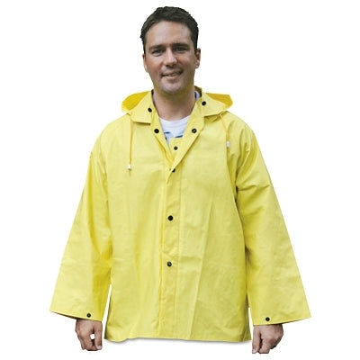 MCR Safety 300JXL 300J Wizard Series Yellow LF Rain Jacket with Detachable Hood  0.28 mm  Nylon Scrim/PVC  X-Large