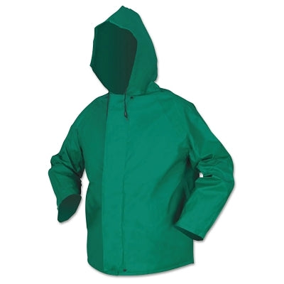 MCR Safety 388JHL 388JH Dominator Hooded Rain Jacket  0.42 mm  PVC/Hi-tensile Poly/PVC  Green  Large
