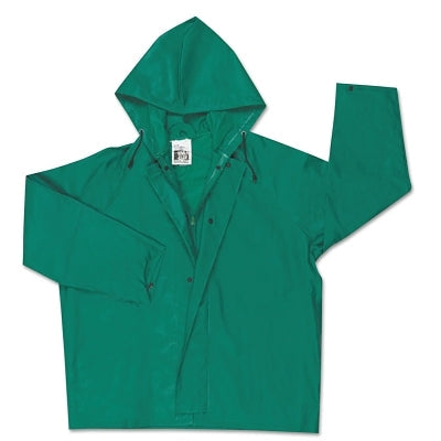 MCR Safety 388JHXL 388JH Dominator Hooded Rain Jacket  0.42 mm  PVC/Hi-tensile Poly/PVC  Green  X-Large