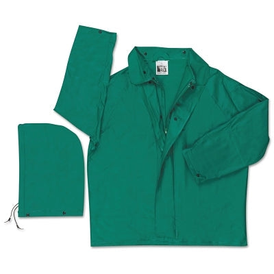 MCR Safety 388JX2 388J Dominator Detachable Hood Rain Jacket  0.42 mm  PVC/Hi-tensile Poly/PVC  Green  2X-Large