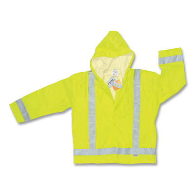 MCR Safety 500RJHS 500RJH Luminator Series Rain Jacket, 0.16 mm, PU/Poly, Fluorescent Lime, Small
