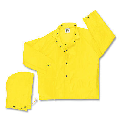 MCR Safety 550JL 550J Navigator Series Rain Jacket  0.22 mm  PU/Nylon  Yellow  Large