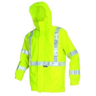MCR Safety 598RJHXL 598RJH Luminator Class 3 Breathable Rain Jacket, Poly/PU, Fluorescent Lime, X-Large