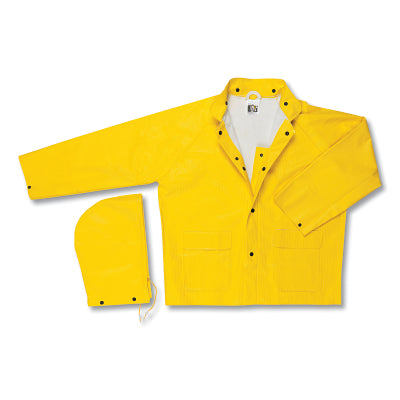MCR Safety 600JX3 600J Commodore Rain Coat  0.40 mm  PVC/Non-Woven Poly/Nylon  Yellow  3X-Large