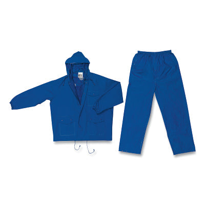 MCR Safety 7032M Challenger 2 Piece Rain Suit  0.18 mm  PVC/Nylon  Blue  Medium