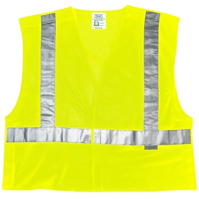 MCR Safety CL2MLPFRM Luminator Class II Tear-Away Safety Vests  Med  Fluorescent Lime  Fire-Resistant