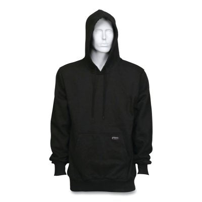 MCR Safety SS2BKL SS2 Flame Resistant Hooded Pullover Sweatshirt, 100% Cotton Fleece, Black, Large