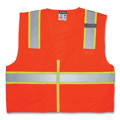 MCR Safety SURVOXL Luminator Class II Surveyors Vest  X-Large  Fluorescent Orange