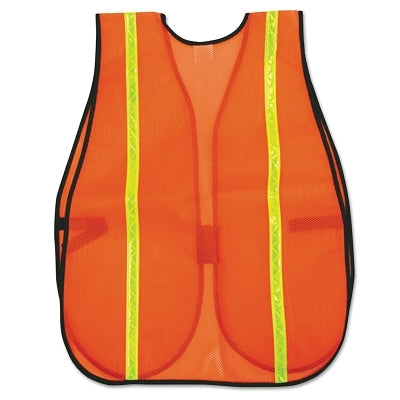 MCR Safety V211R Safety Vests  One Size Fits Most  Orange w/Lime Stripe