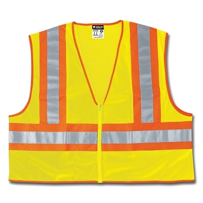 MCR Safety WCCL2LFRXL Luminator Class II Flame Resistant Vests  X-Large  Fluorescent Lime