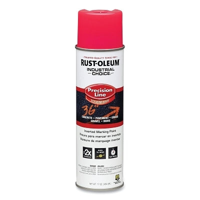 Rust-Oleum 1661838V Industrial Choice M1600 Precision Line Marking Paint, 17 oz, Fluorescent Pink, Solvent-Based