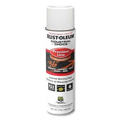 Rust-Oleum 203030V Industrial Choice M1600 Precision Line Marking Paint, 17 oz, White, Solvent-Based