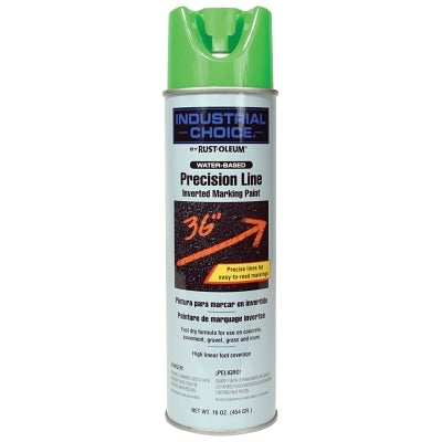 Rust-Oleum 203032 Industrial Choice M1800 Precision Line Marking Paint, 17 oz, Fluorescent Green, Water-Based