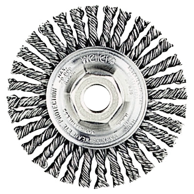 Weiler 9000 Roughneck Stringer Bead Twist Knot Wire Wheel, 7 in Dia, 0.020 in Wire, 5/8 in-11 Arbor