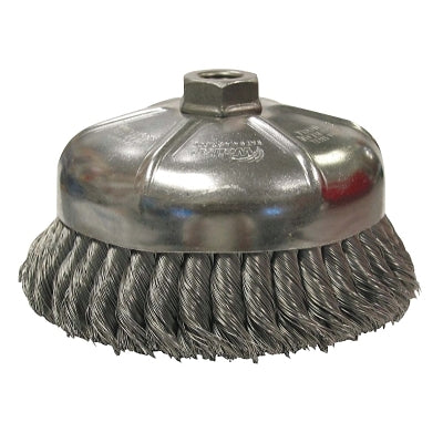 Weiler 12856 Single Row Heavy-Duty Knot Cup Brush, 6 in dia, 5/8-11 UNC, 0.023 Steel Wire